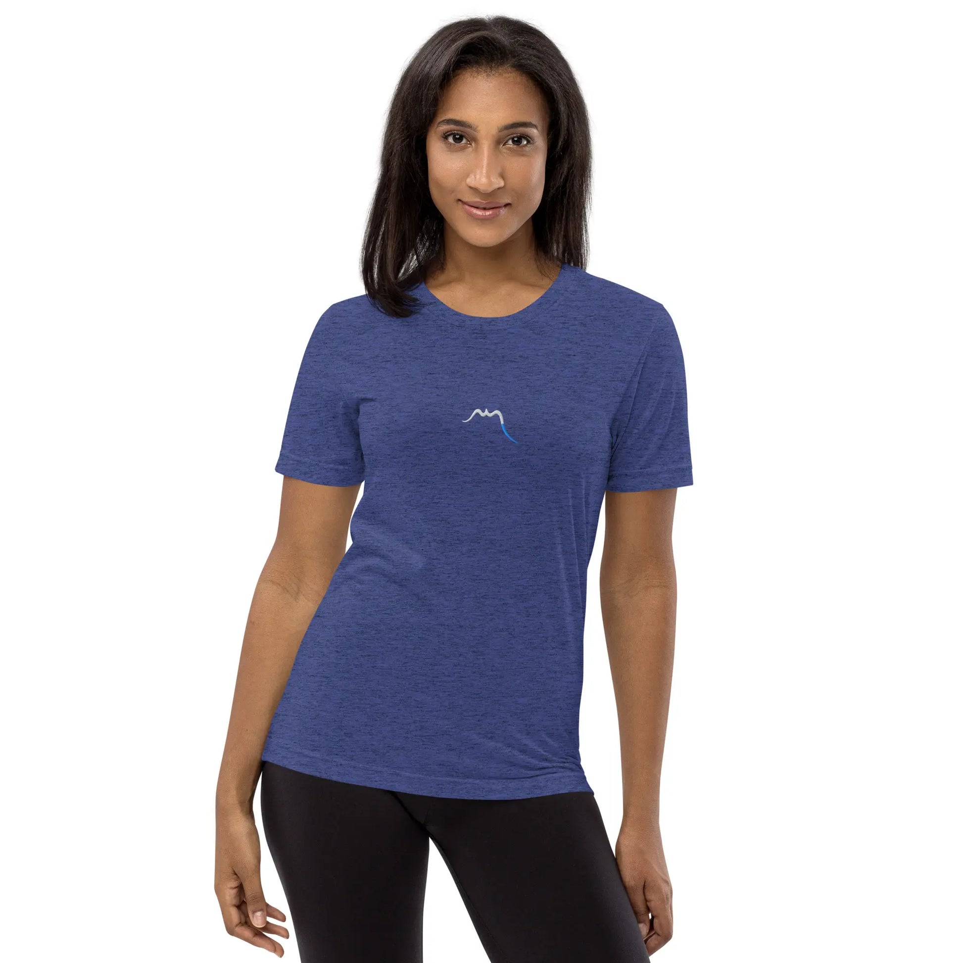 t-shirt brodé le fin porté face coloris bleu chiné