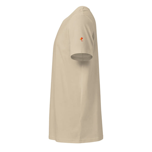 vue côté gauche du t-shirt en coton bio ankaa coloris beige clair