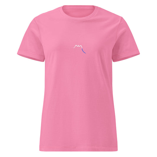 t-shirt coton cintré femme insola face coloris rose logo blanc