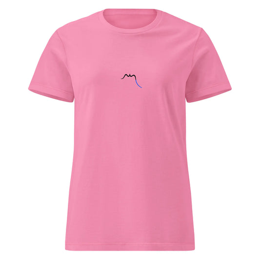 t-shirt coton cintré femme insola face coloris rose logo noir