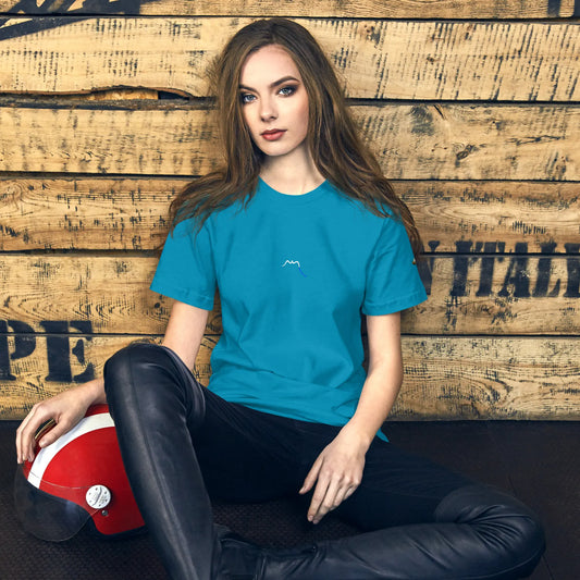 t-shirt coton femme homme basic porté face coloris bleu pétrole