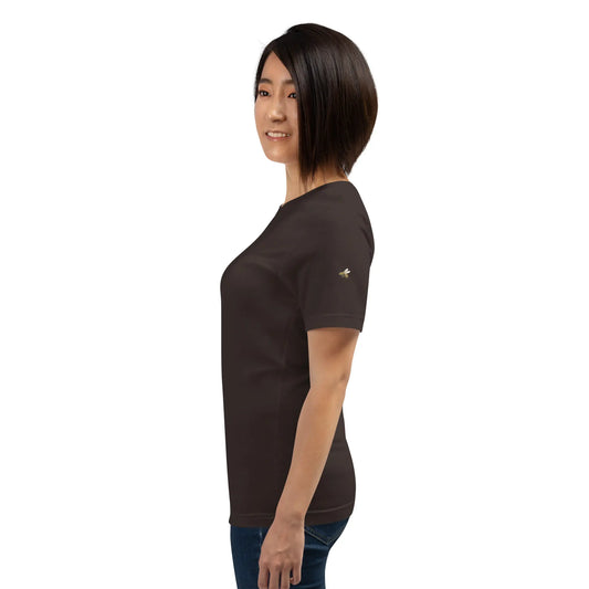 t-shirt coton femme homme basic porté côté coloris marron chocolat