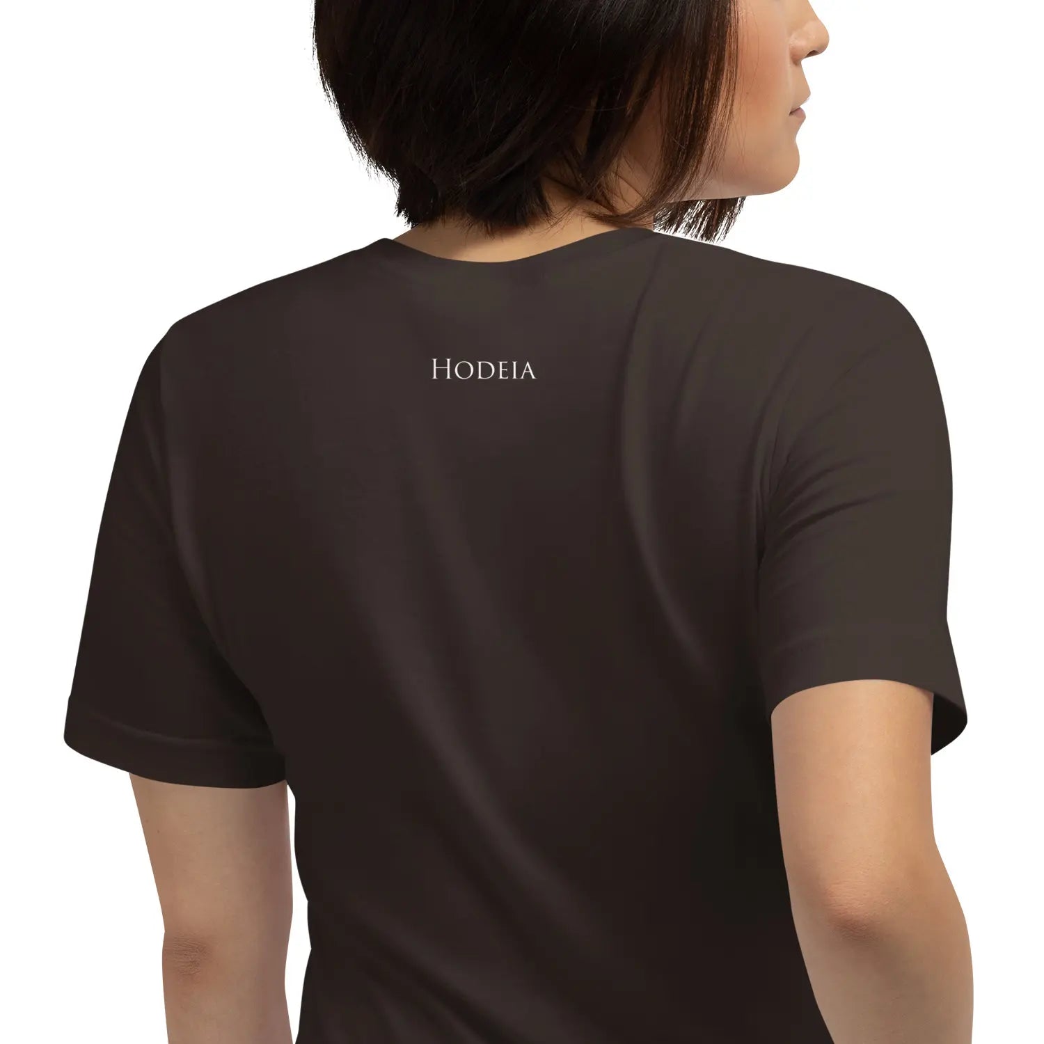 t-shirt coton femme homme basic porté dos coloris marron chocolat