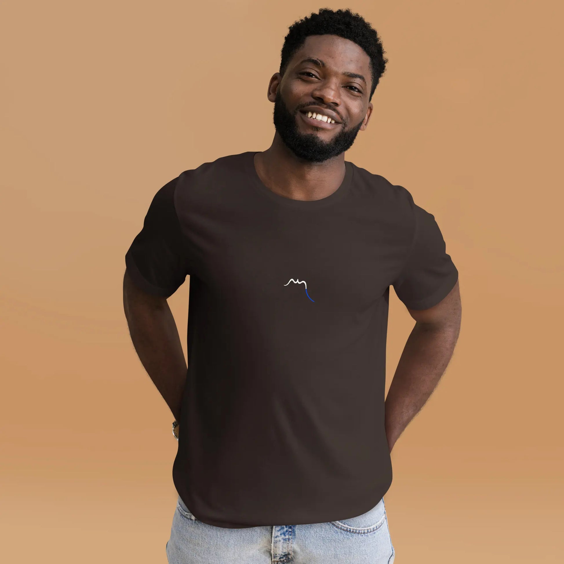 t-shirt coton femme homme basic porté face coloris marron chocolat