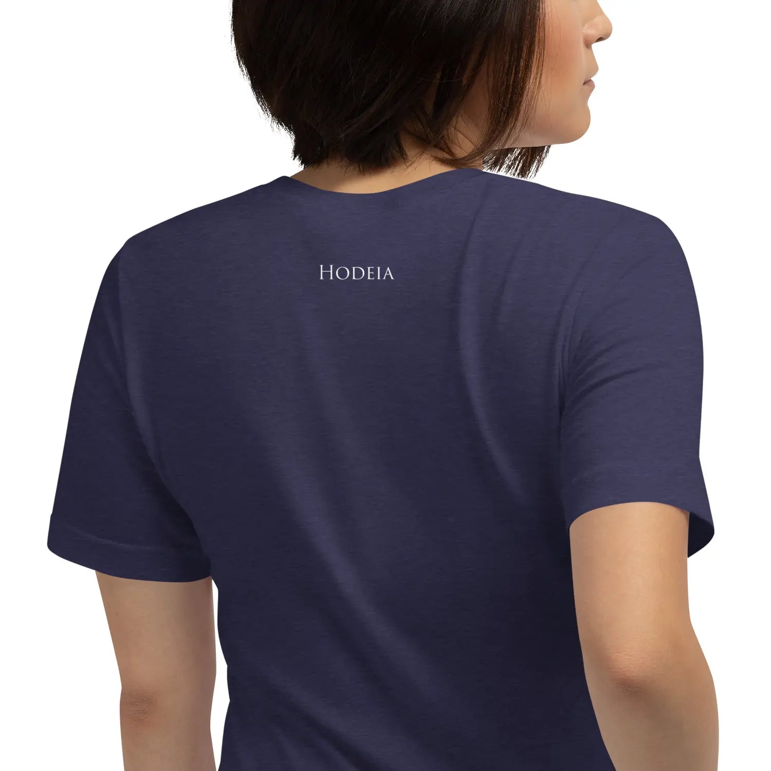t-shirt coton femme homme basic porté dos coloris bleu marine chiné