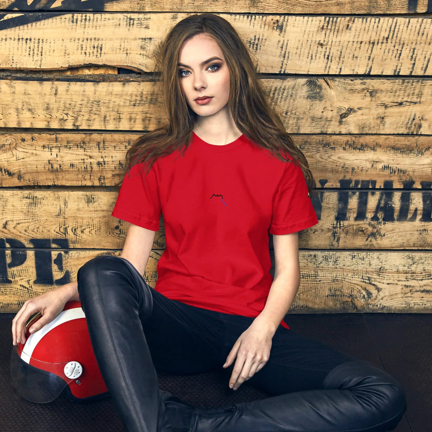 t-shirt coton femme homme basic porté face coloris rouge