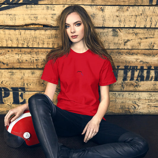 t-shirt coton femme homme basic porté face coloris rouge