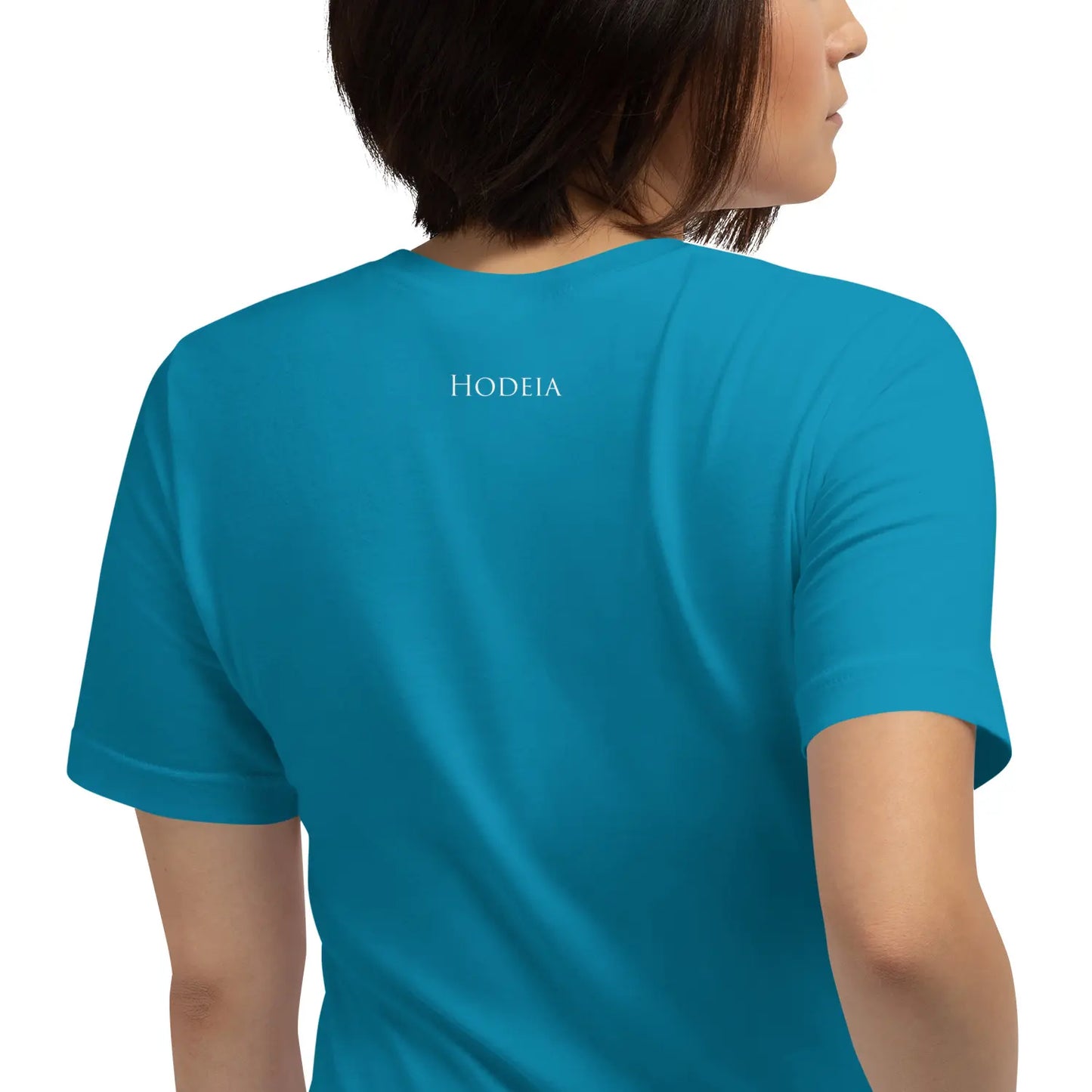 t-shirt coton femme homme basic porté dos coloris bleu pétrole
