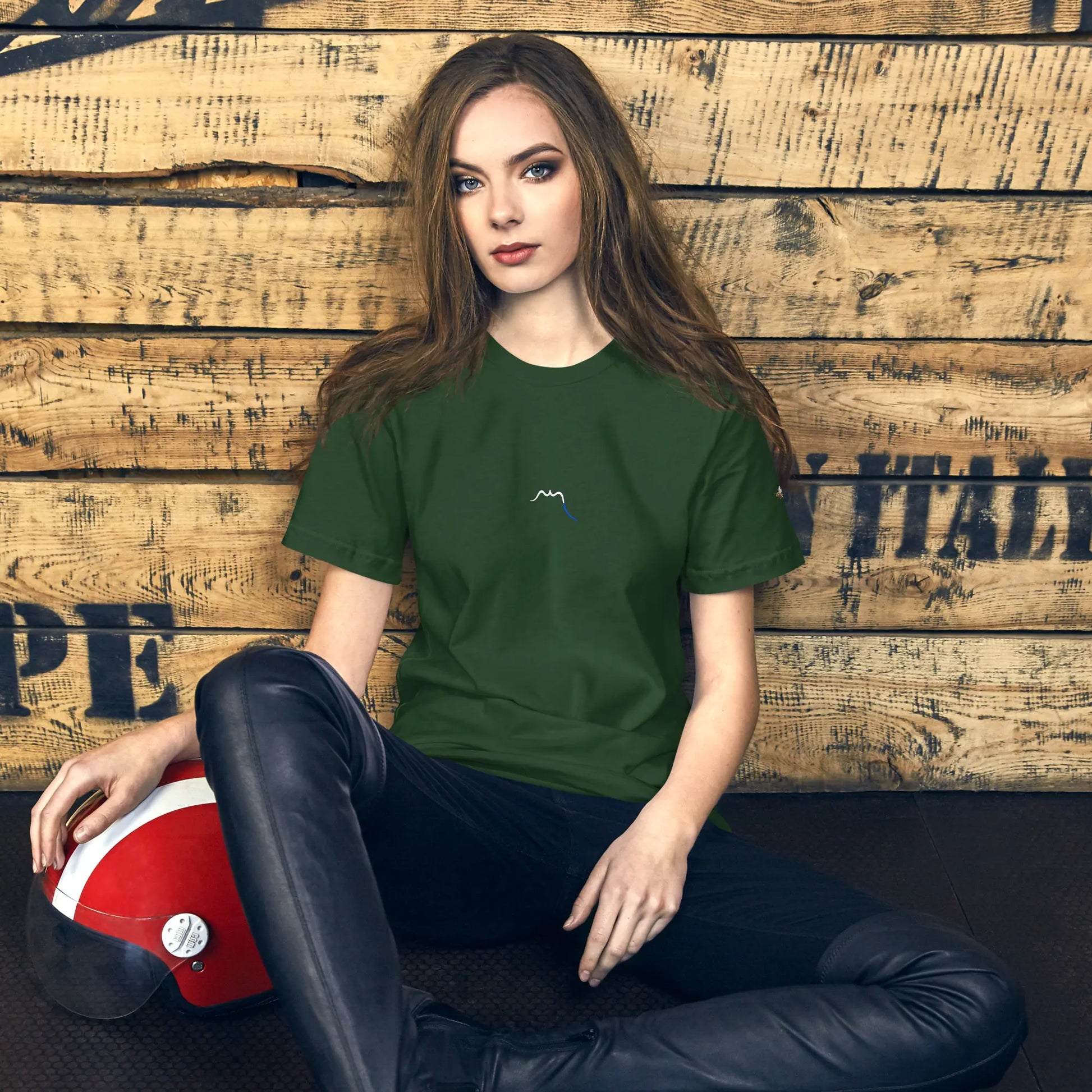 t-shirt coton femme homme basic porté face coloris vert forêt