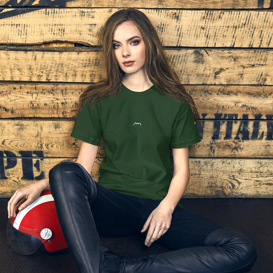 t-shirt coton femme homme basic porté face coloris vert forêt