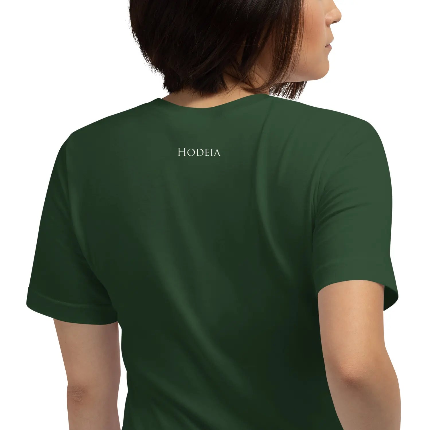 t-shirt coton femme homme basic porté dos coloris vert forêt