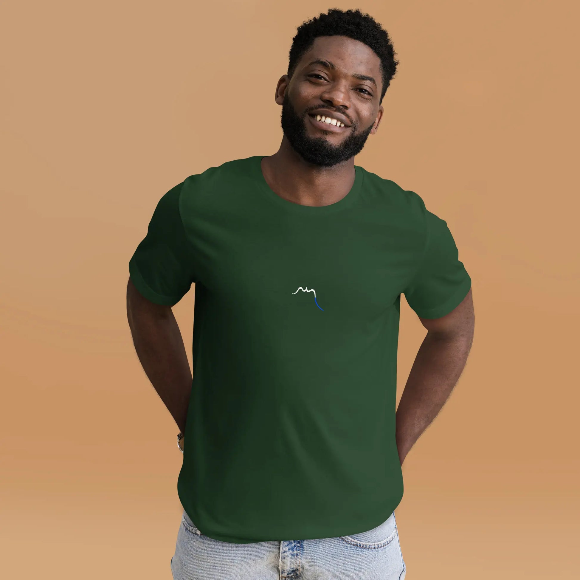 t-shirt coton femme homme basic porté face coloris vert forêt