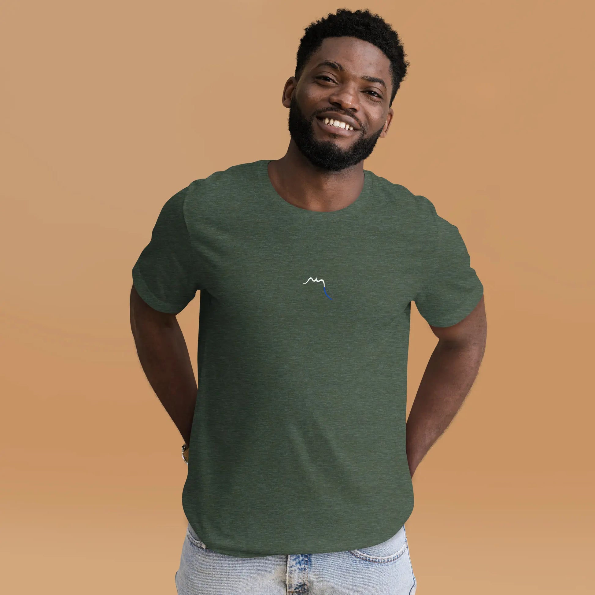 t-shirt coton femme homme basic porté face coloris kaki chiné