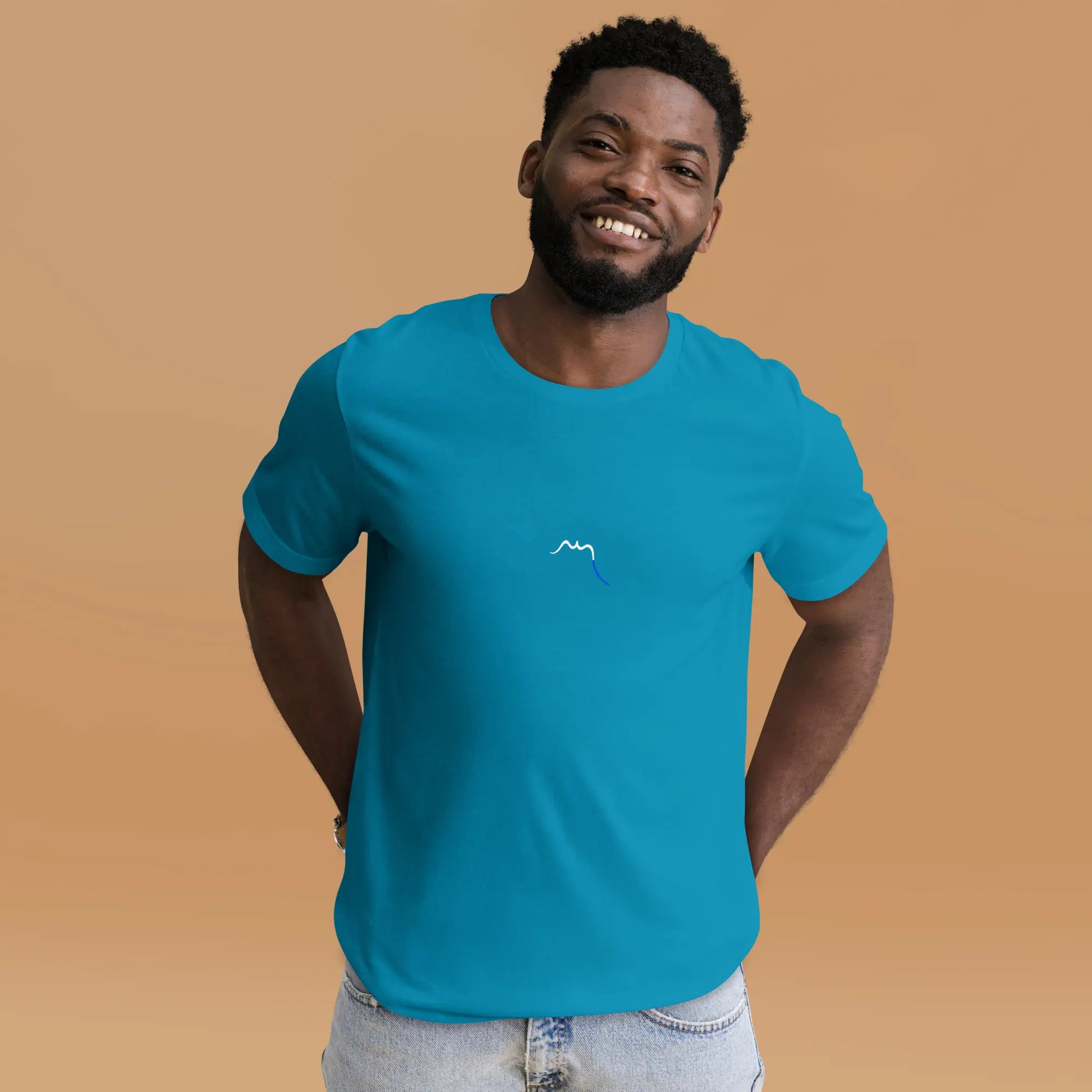 t-shirt coton femme homme basic porté face coloris bleu pétrole