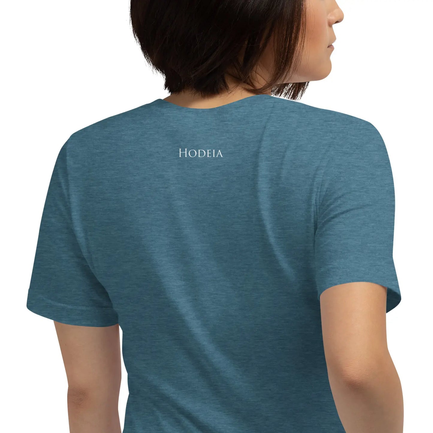t-shirt coton femme homme basic porté dos coloris bleu canard chiné