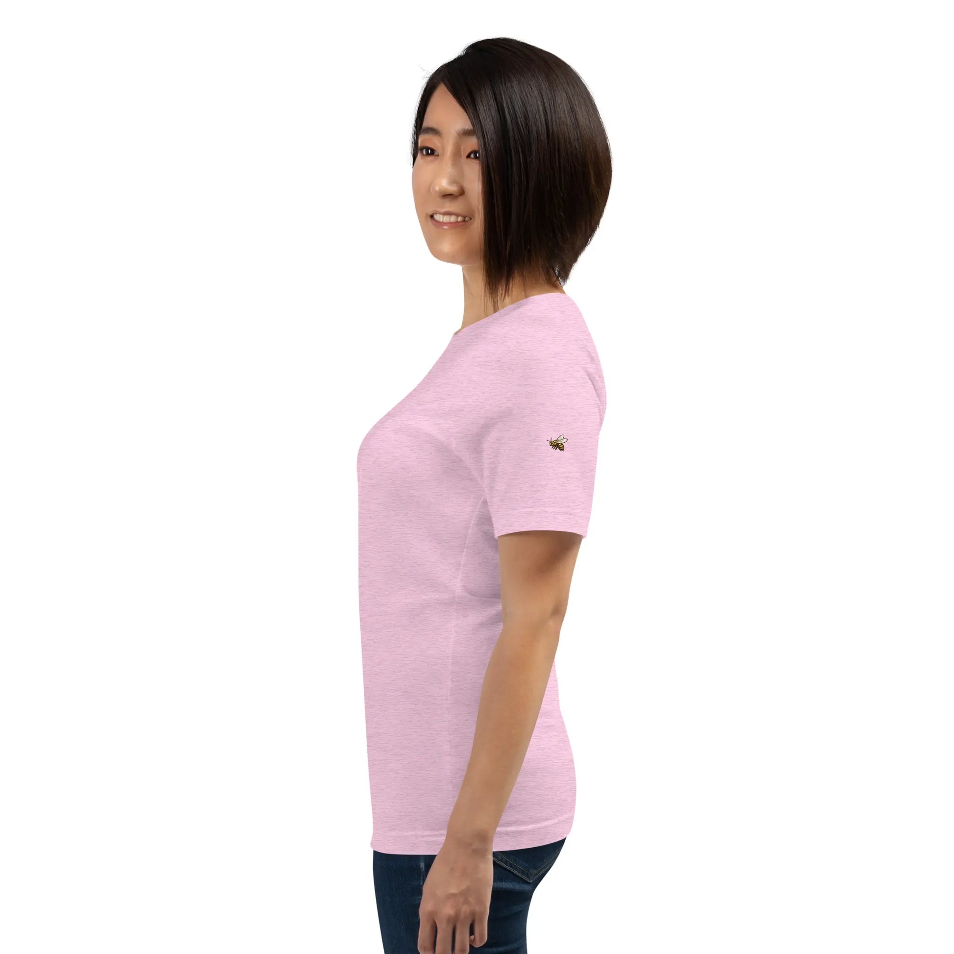 t-shirt coton femme homme basic porté côté coloris rose