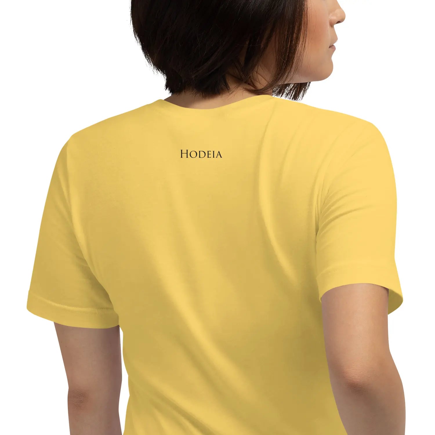 t-shirt coton femme homme basic porté dos coloris jaune pâle
