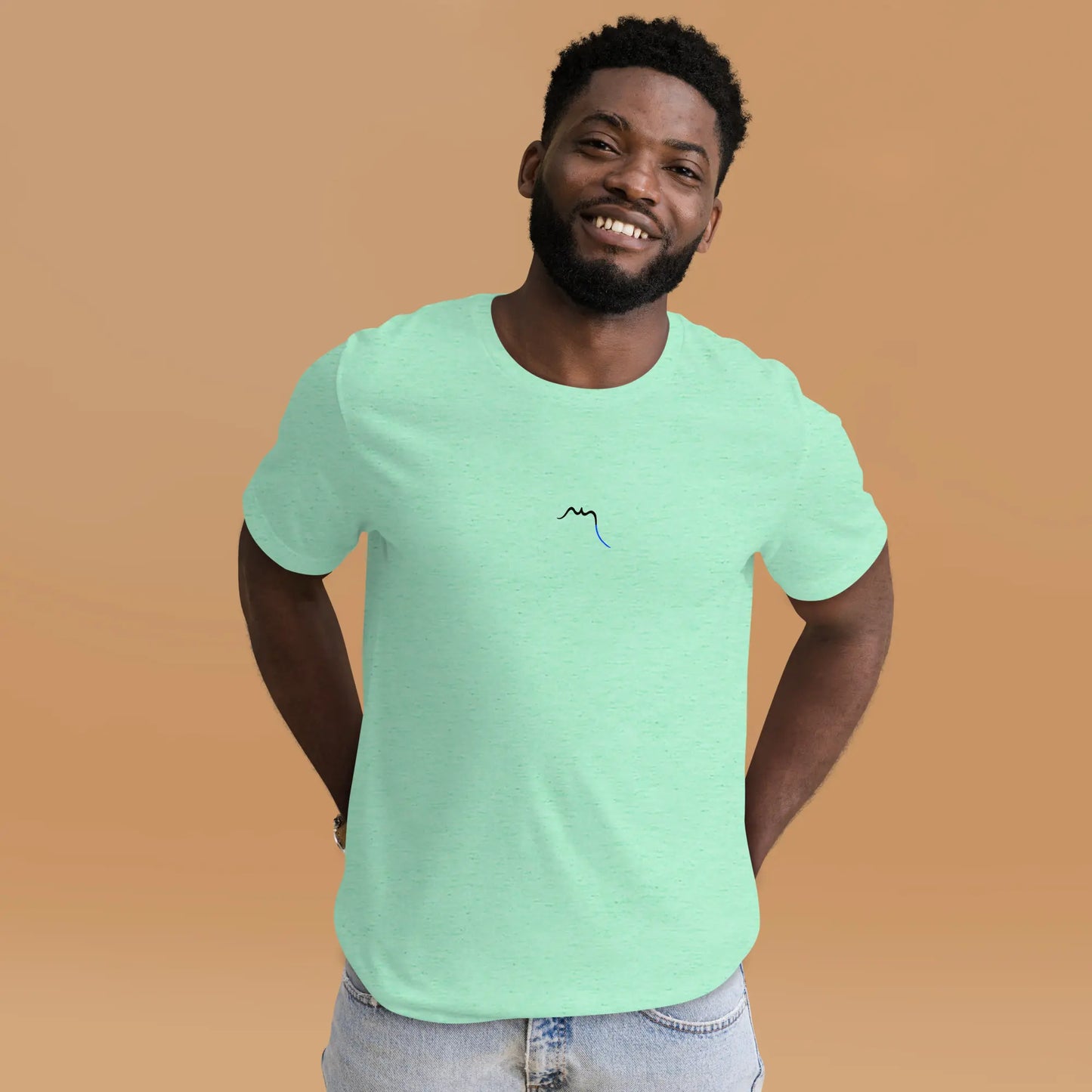 t-shirt coton femme homme basic porté face coloris vert menthe chiné