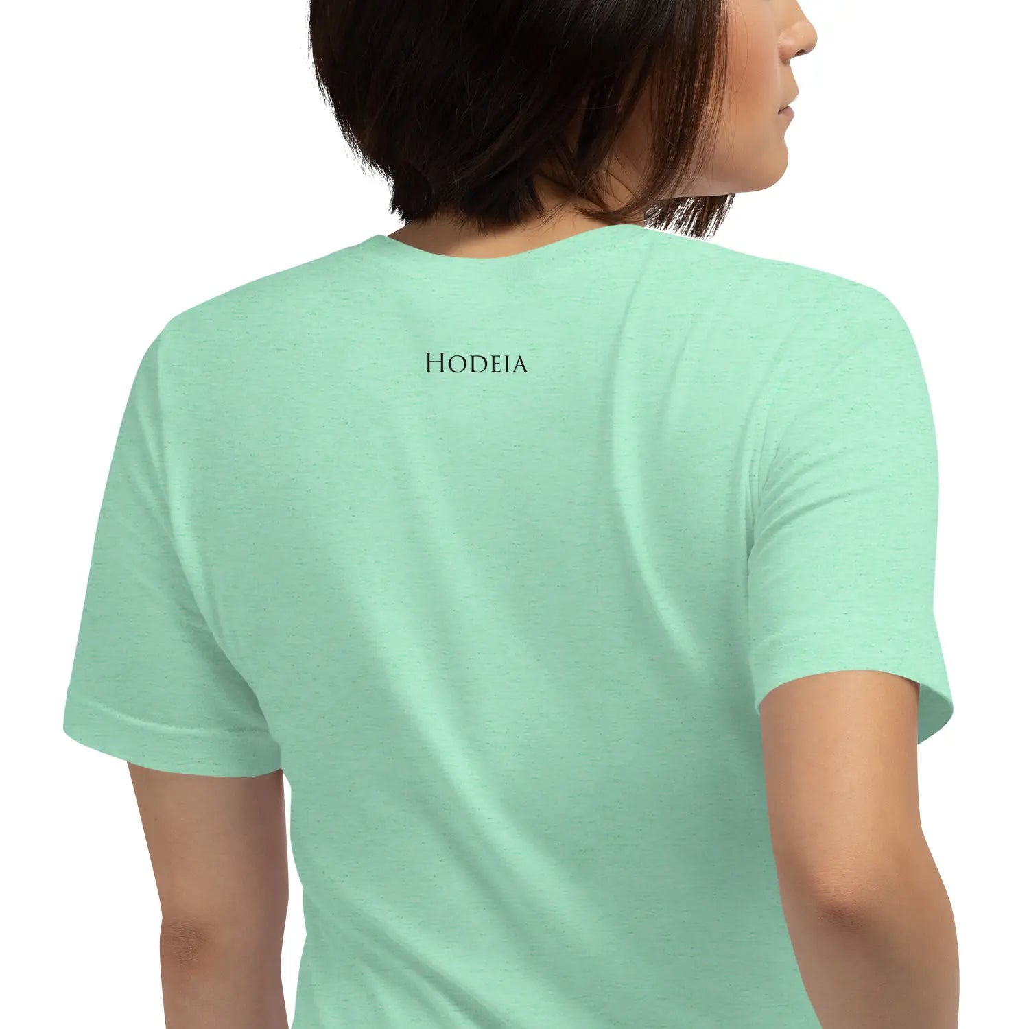 t-shirt coton femme homme basic porté dos coloris vert menthe chiné