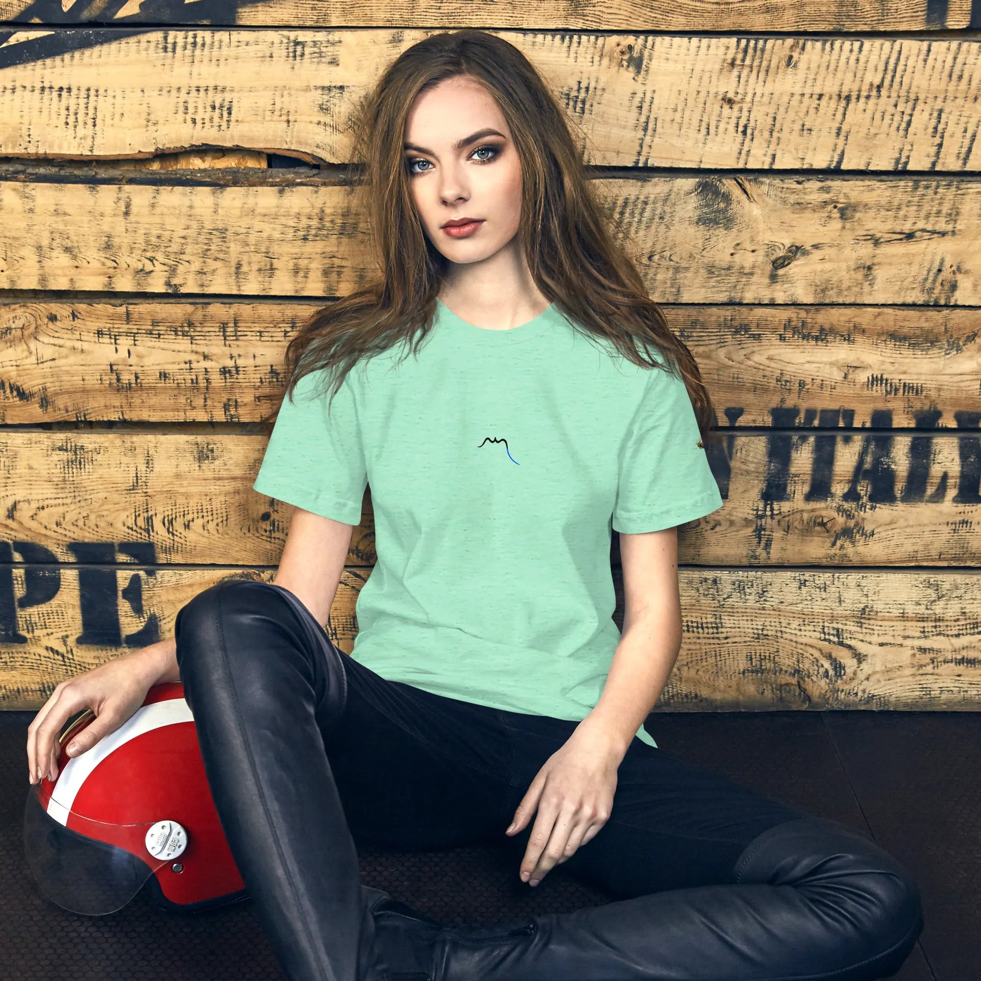 t-shirt coton femme homme basic porté face coloris vert menthe chiné