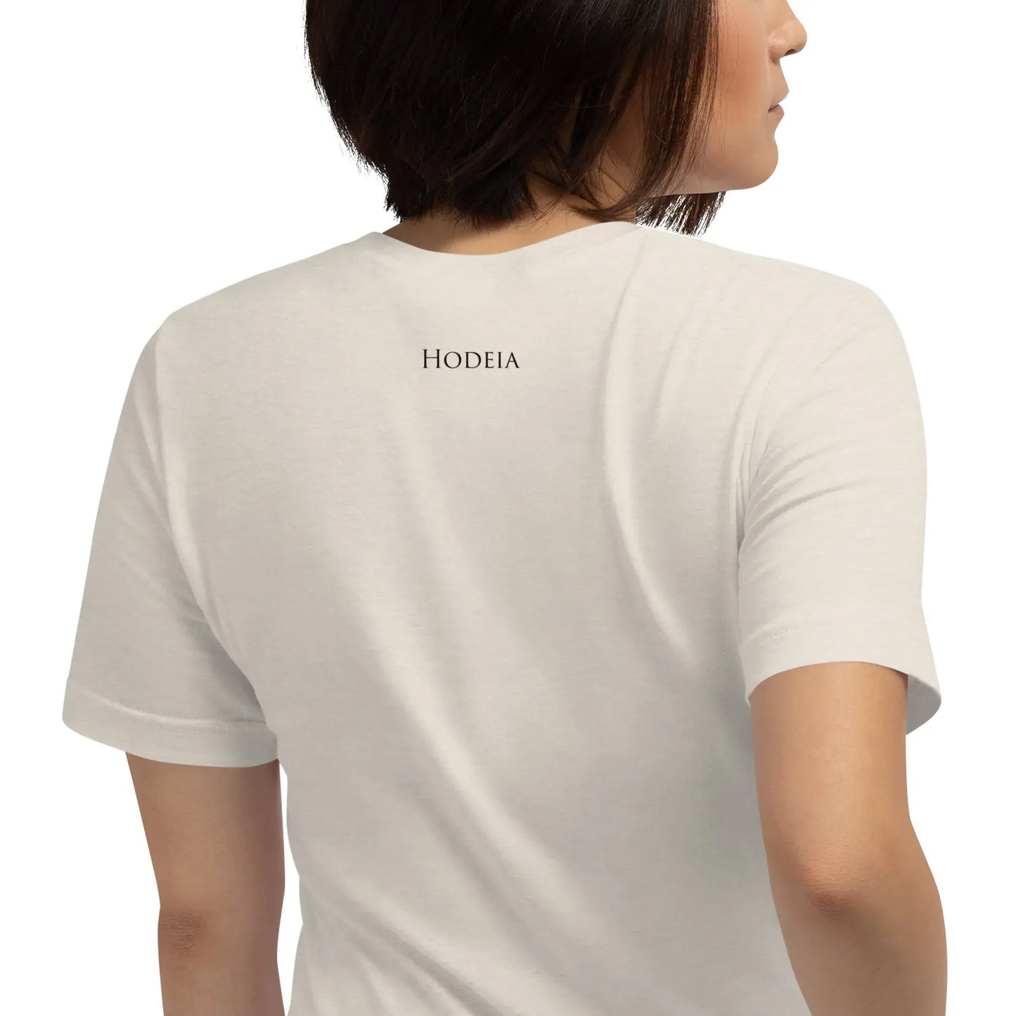 t-shirt coton femme homme basic porté dos coloris beige pierre chiné