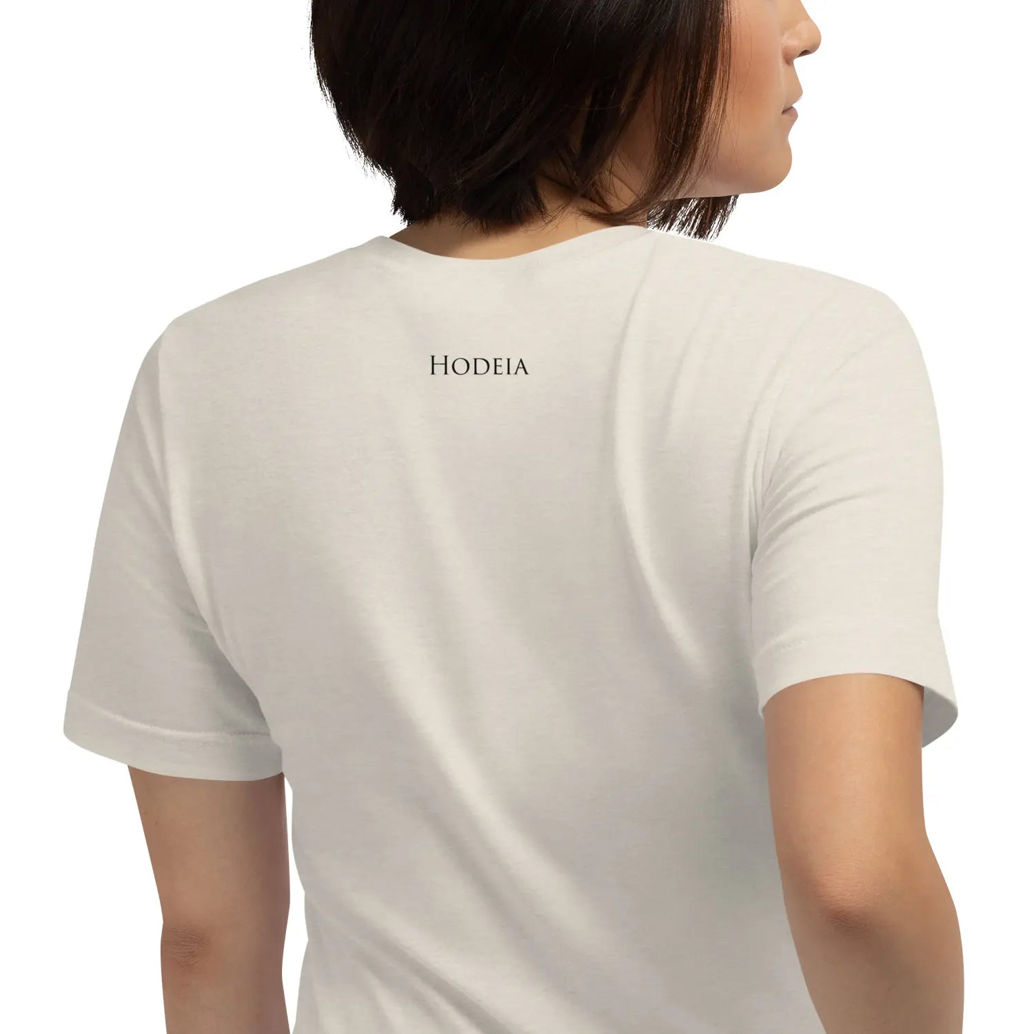 t-shirt coton femme homme basic porté dos coloris beige pierre chiné