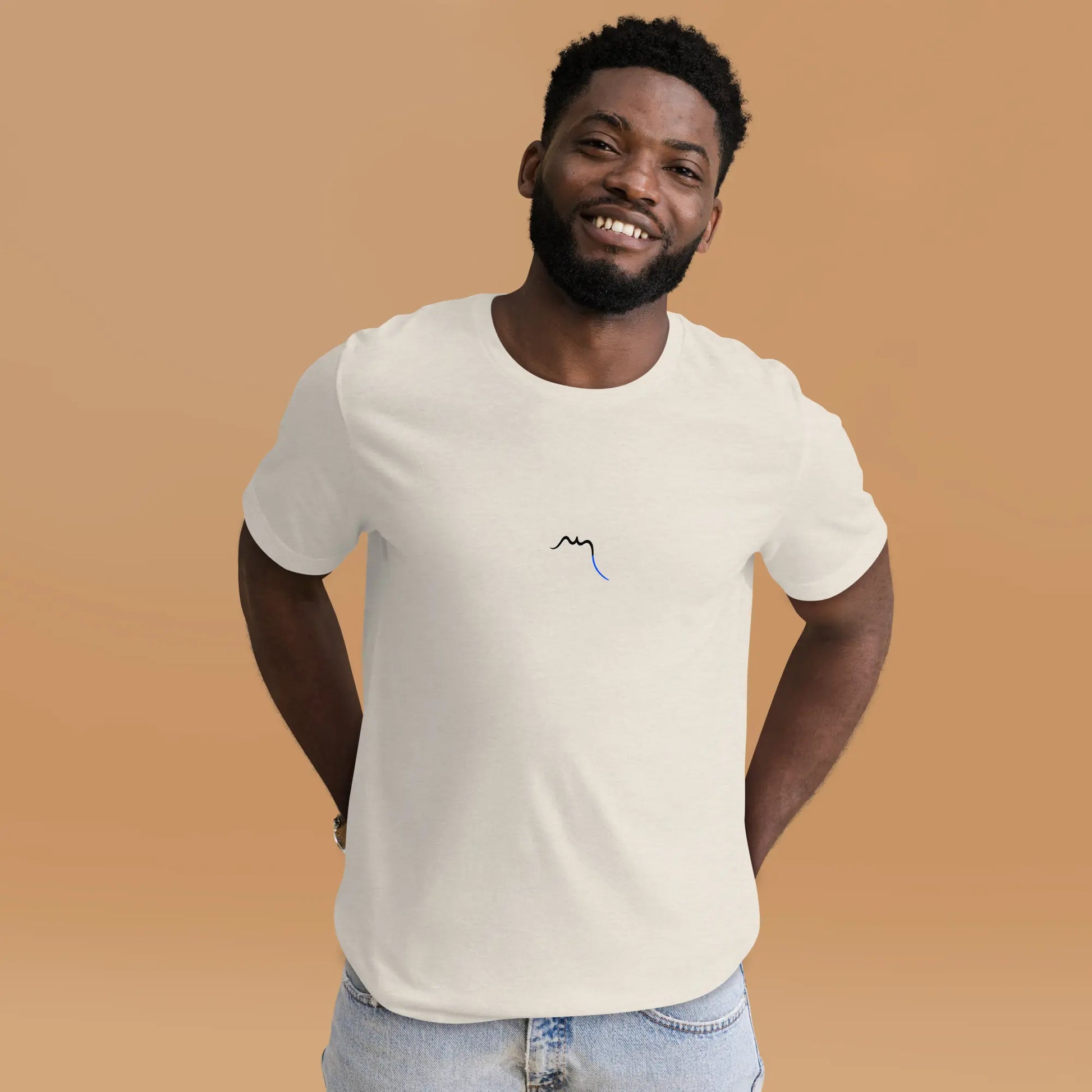 t-shirt coton femme homme basic porté face coloris beige pierre chiné