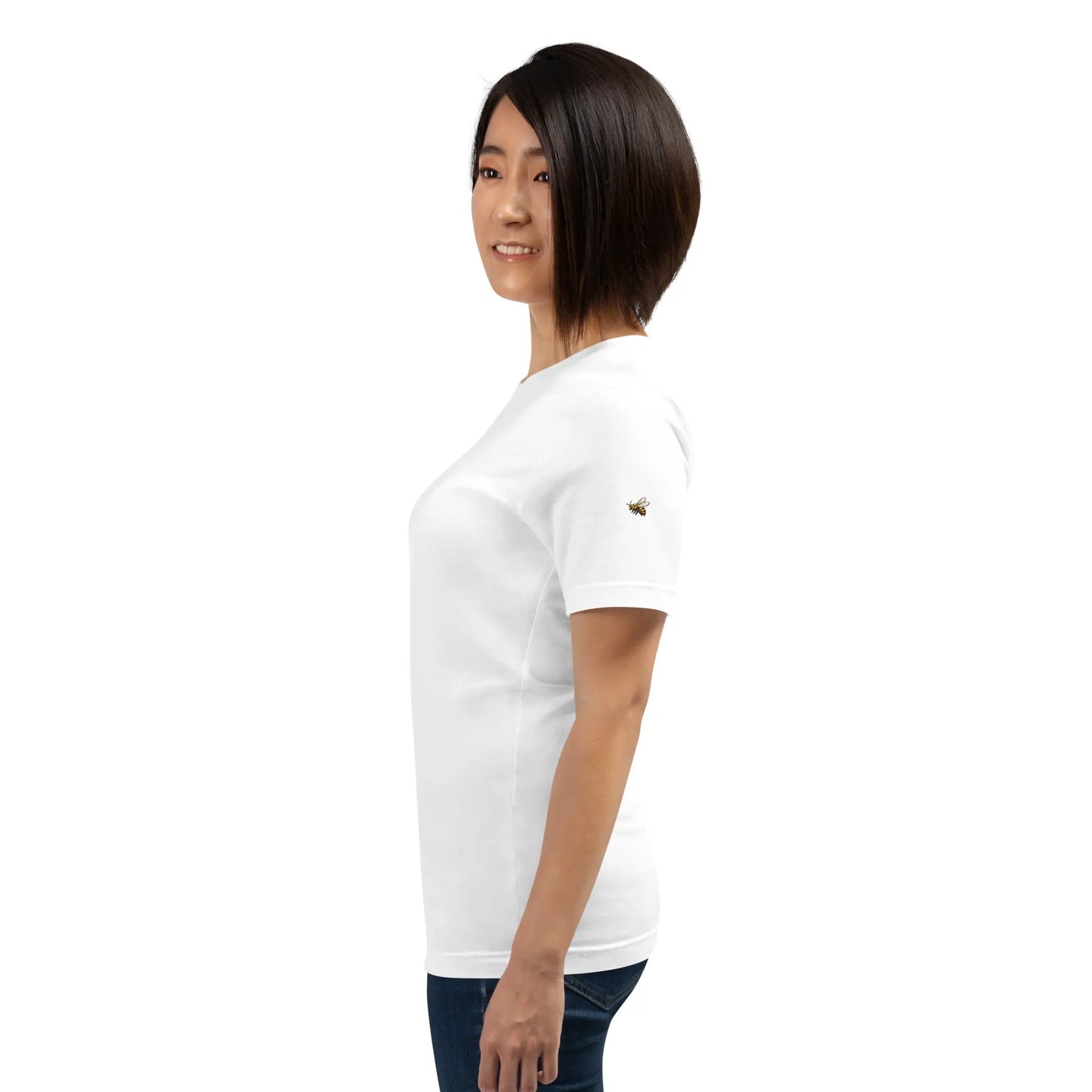 t-shirt coton femme homme basic porté côté coloris blanc