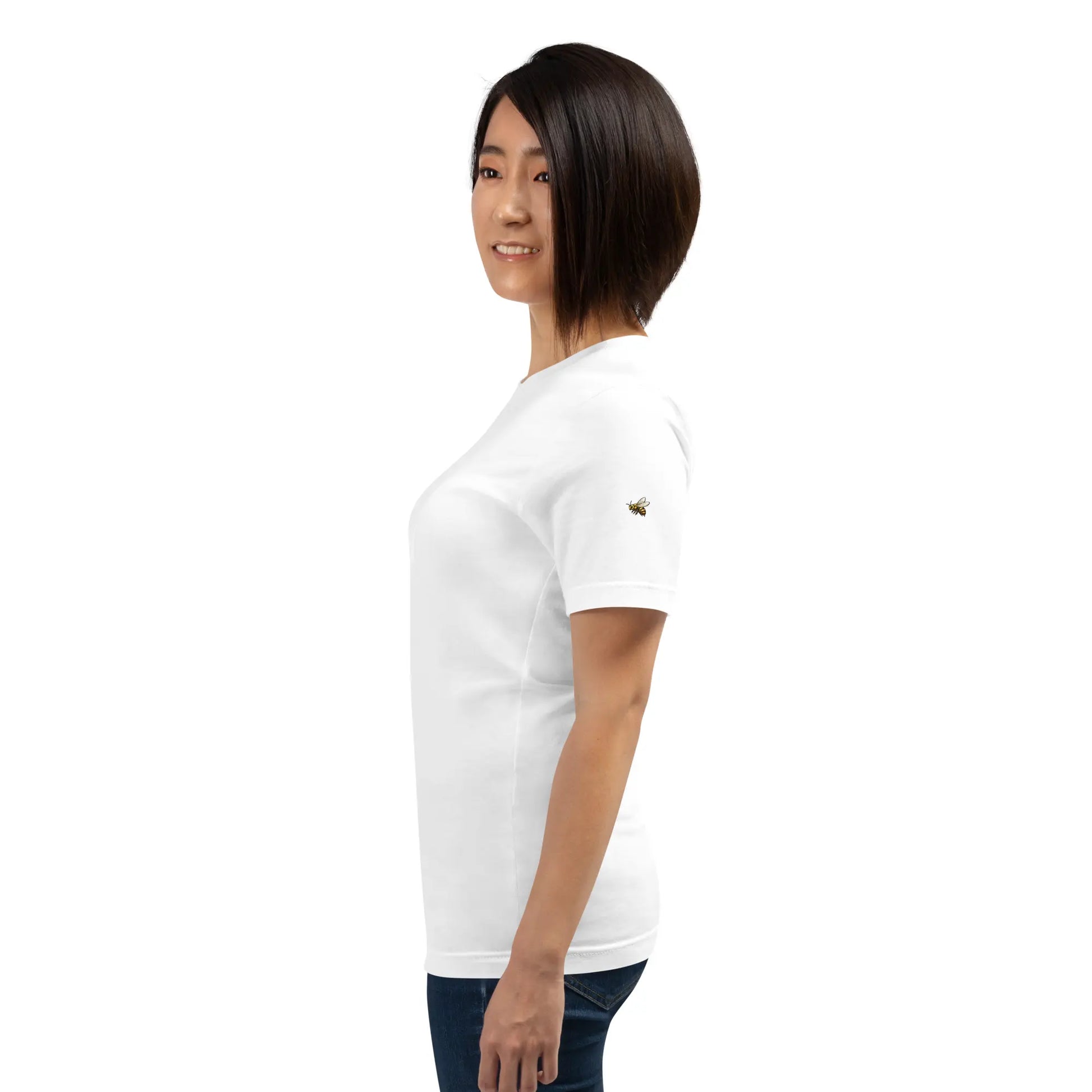 t-shirt coton femme homme basic porté côté coloris blanc