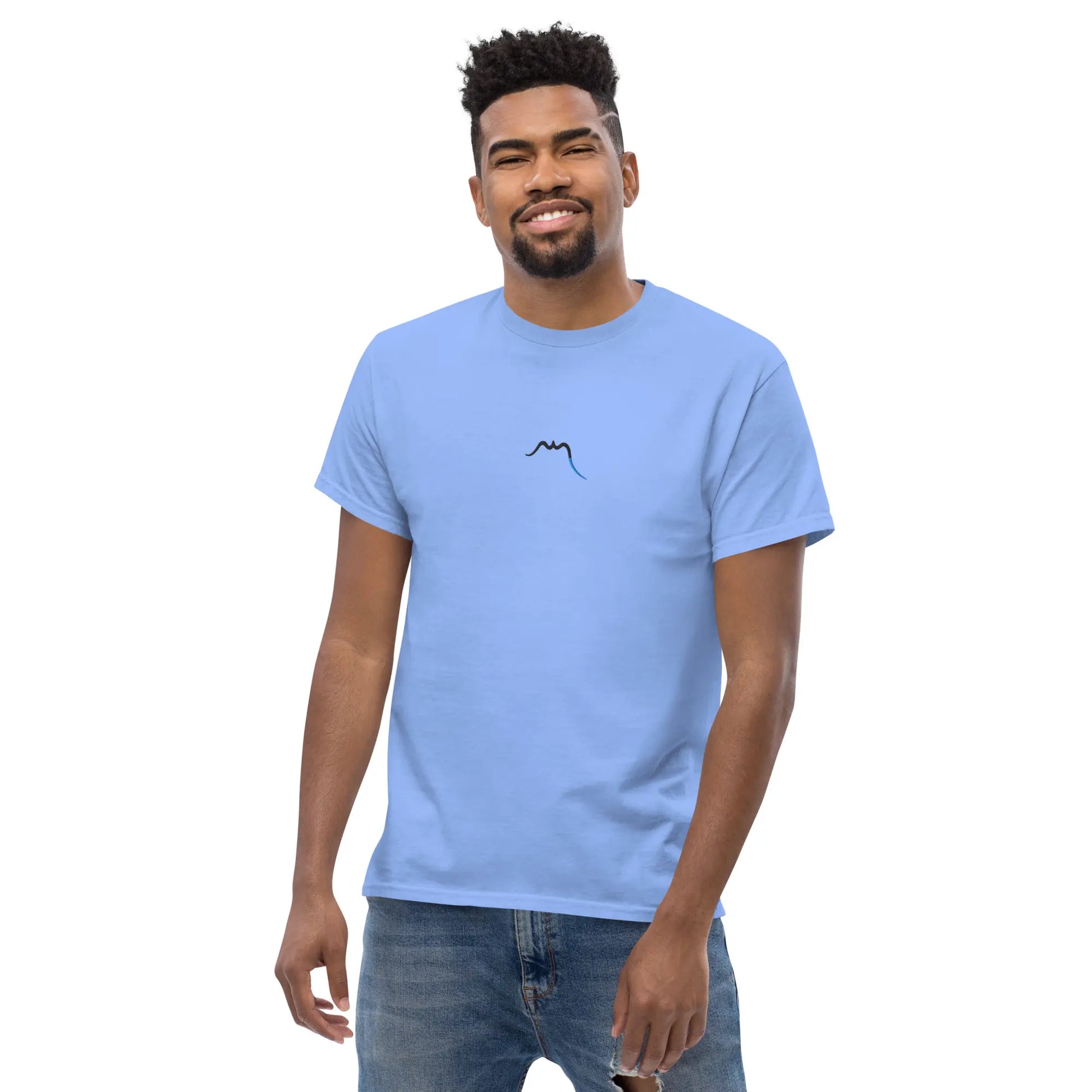 t-shirt coton femme homme l'ermite porté face coloris bleu clair