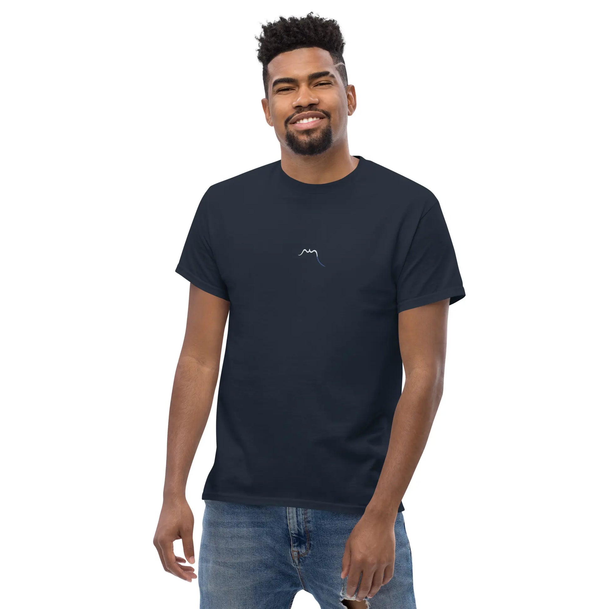t-shirt coton femme homme l'ermite porté face coloris bleu marine