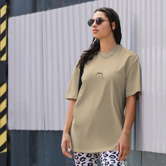 t-shirt coton femme homme oversize grande taille le cool porté face coloris brun clair