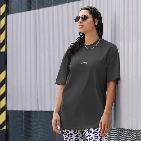 t-shirt coton femme homme oversize grande taille le cool porté face coloris gris anthracite 