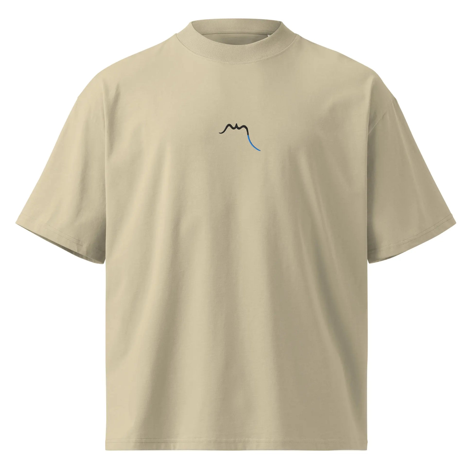 vue de face du t-shirt grande taille en coton bio brodé le pottolo coloris beige clair