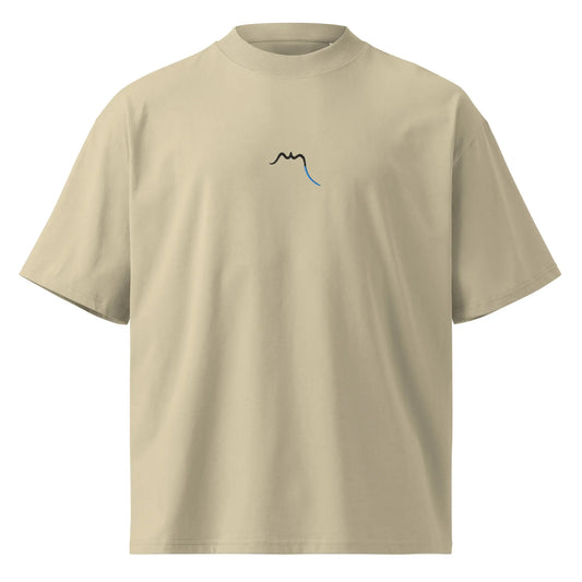 vue de face du t-shirt grande taille en coton bio brodé le pottolo coloris beige clair