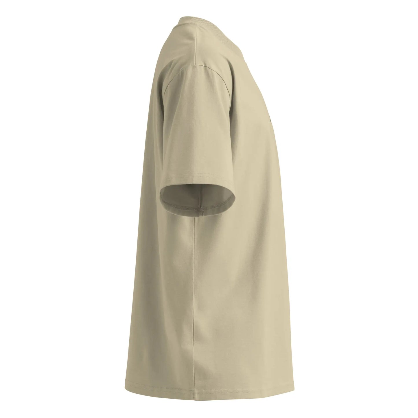 vu côté droit du t-shirt grande taille en coton bio brodé le pottolo coloris beige clair