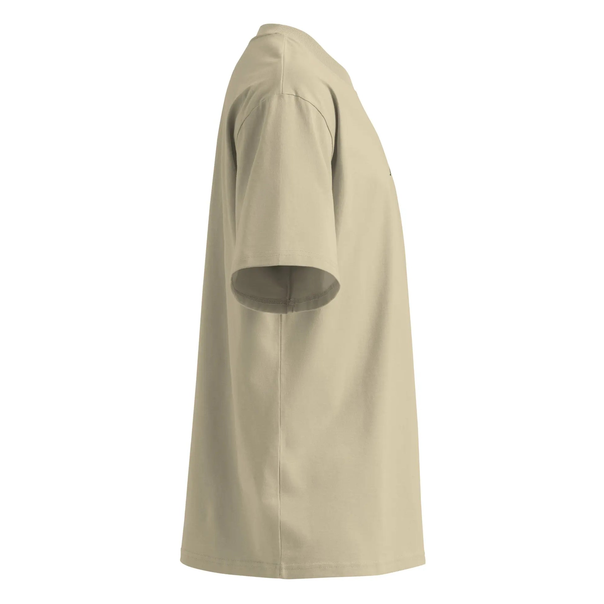 vu côté droit du t-shirt grande taille en coton bio brodé le pottolo coloris beige clair