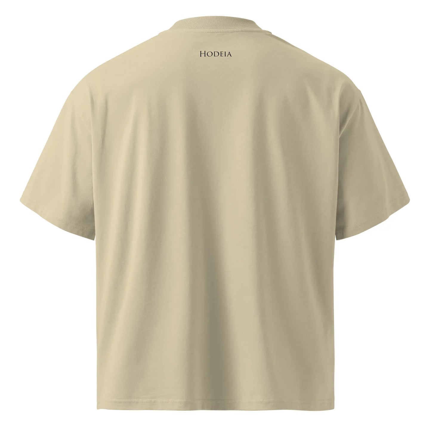 vue de dos du t-shirt grande taille en coton bio brodé le pottolo coloris beige clair