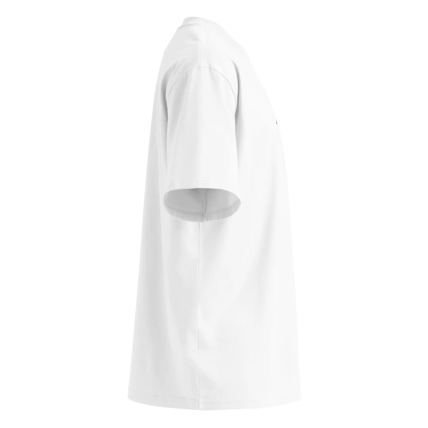 vu côté droit du t-shirt grande taille en coton bio brodé le pottolo coloris blanc