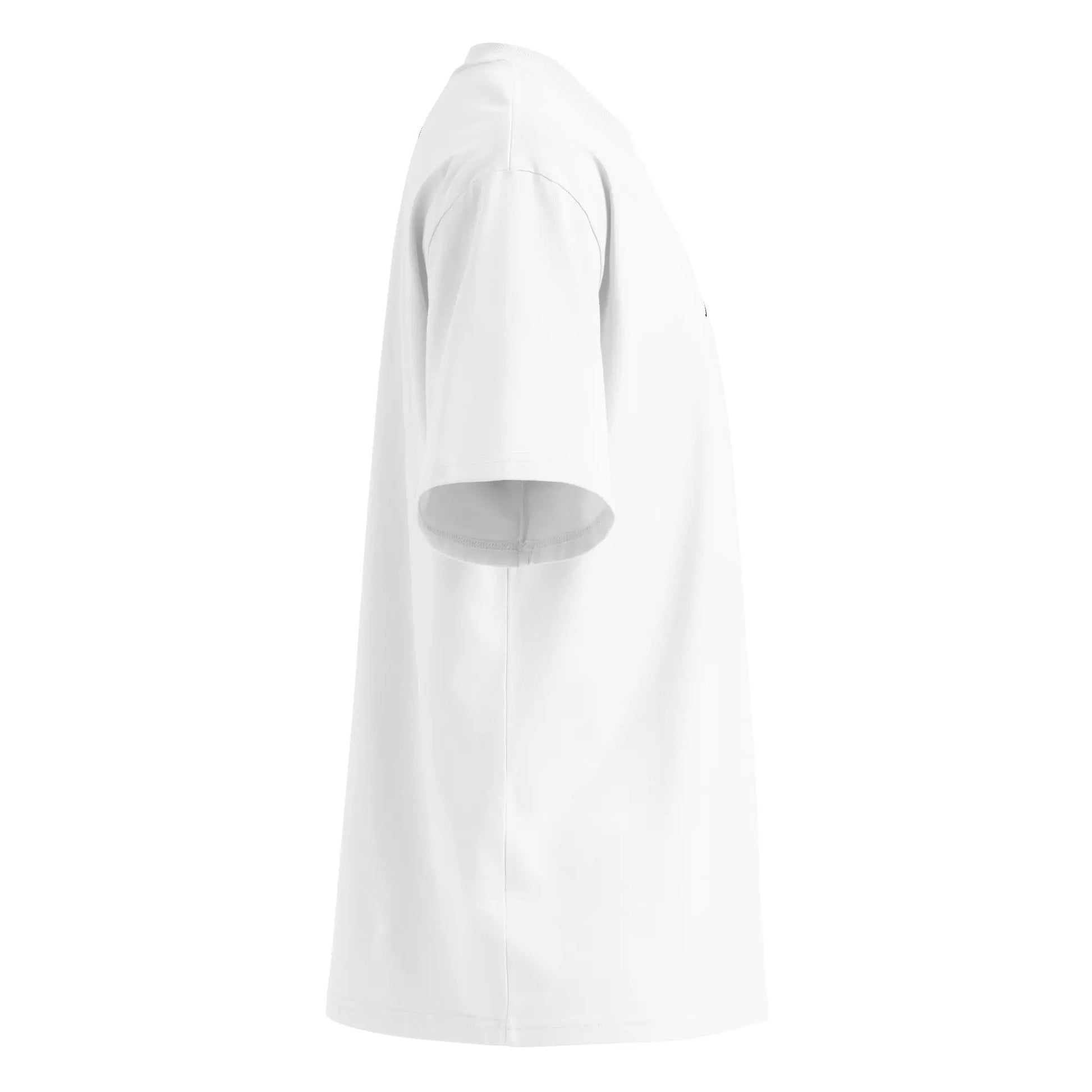 vu côté droit du t-shirt grande taille en coton bio brodé le pottolo coloris blanc