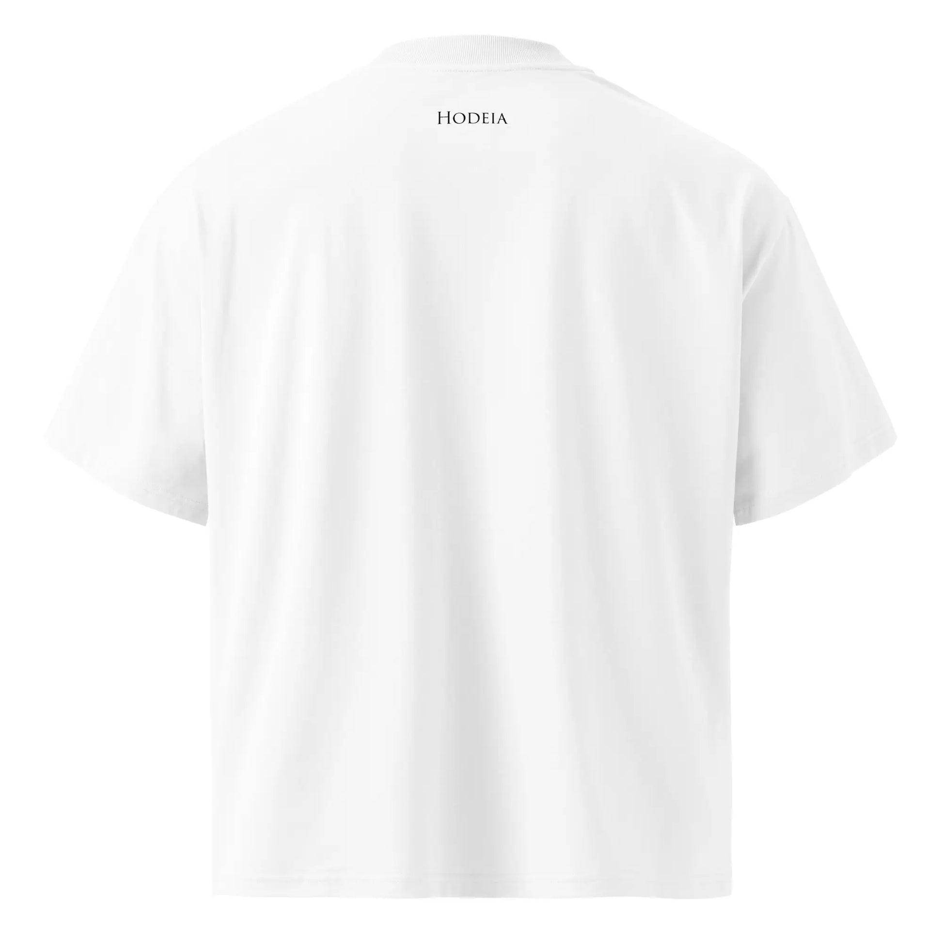 vue de dos du t-shirt grande taille en coton bio brodé le pottolo coloris blanc