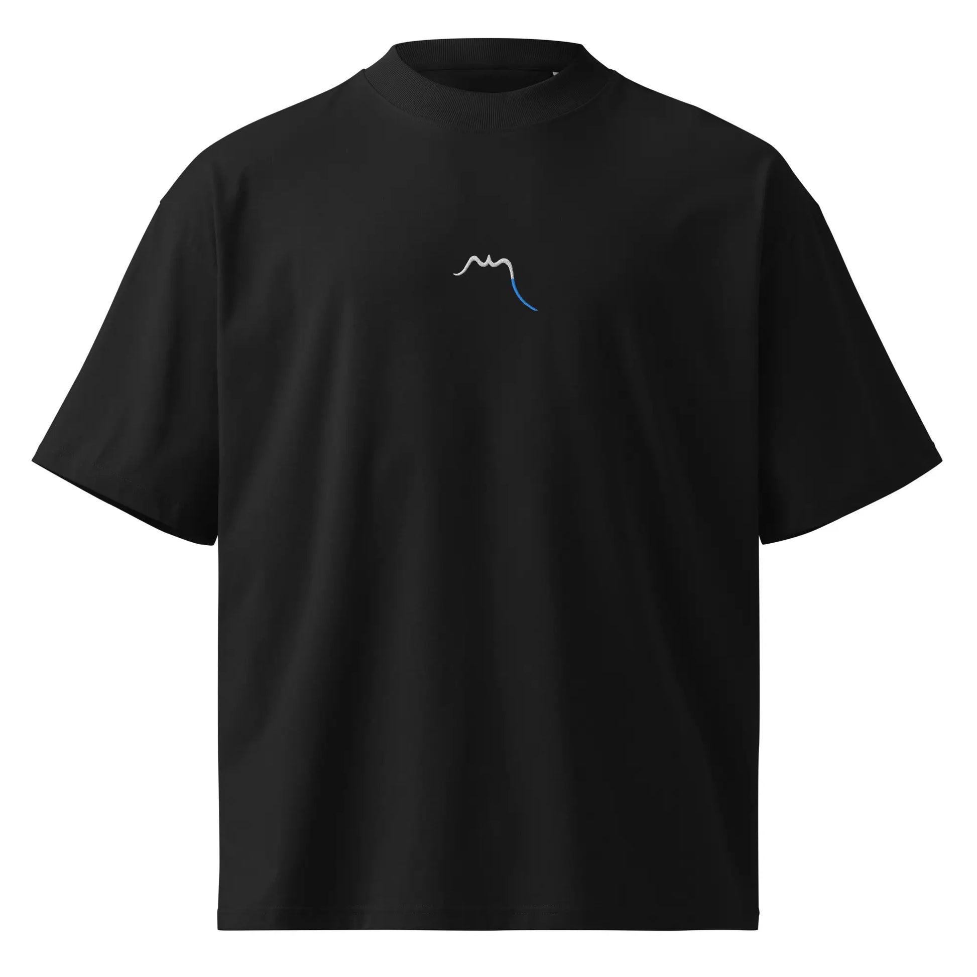 vue de face du t-shirt grande taille en coton bio brodé le pottolo coloris noir