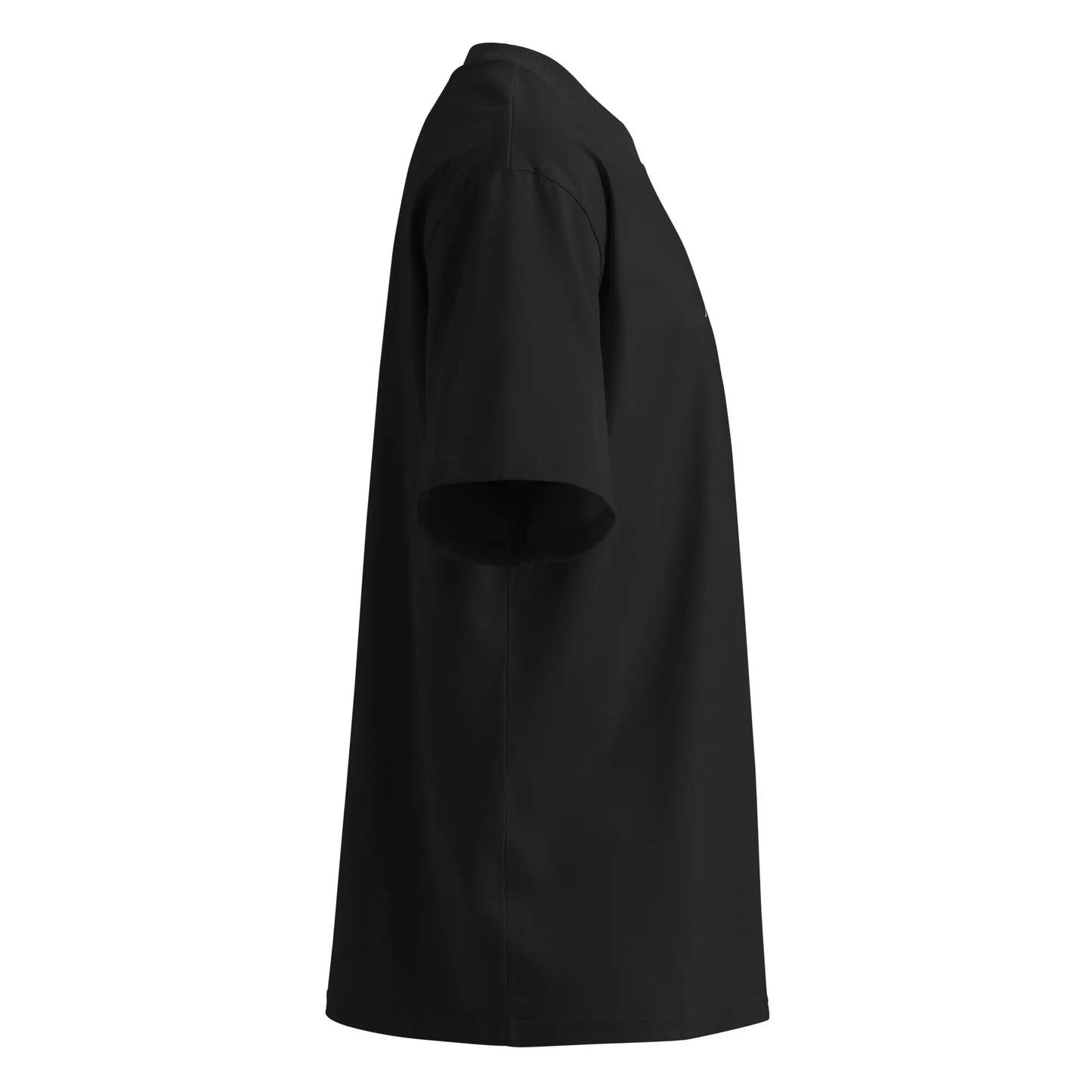 vu côté droit du t-shirt grande taille en coton bio brodé le pottolo coloris noir