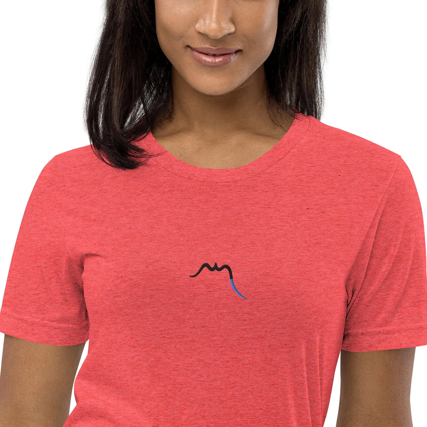 t-shirt le fin porté face coloris rouge chiné