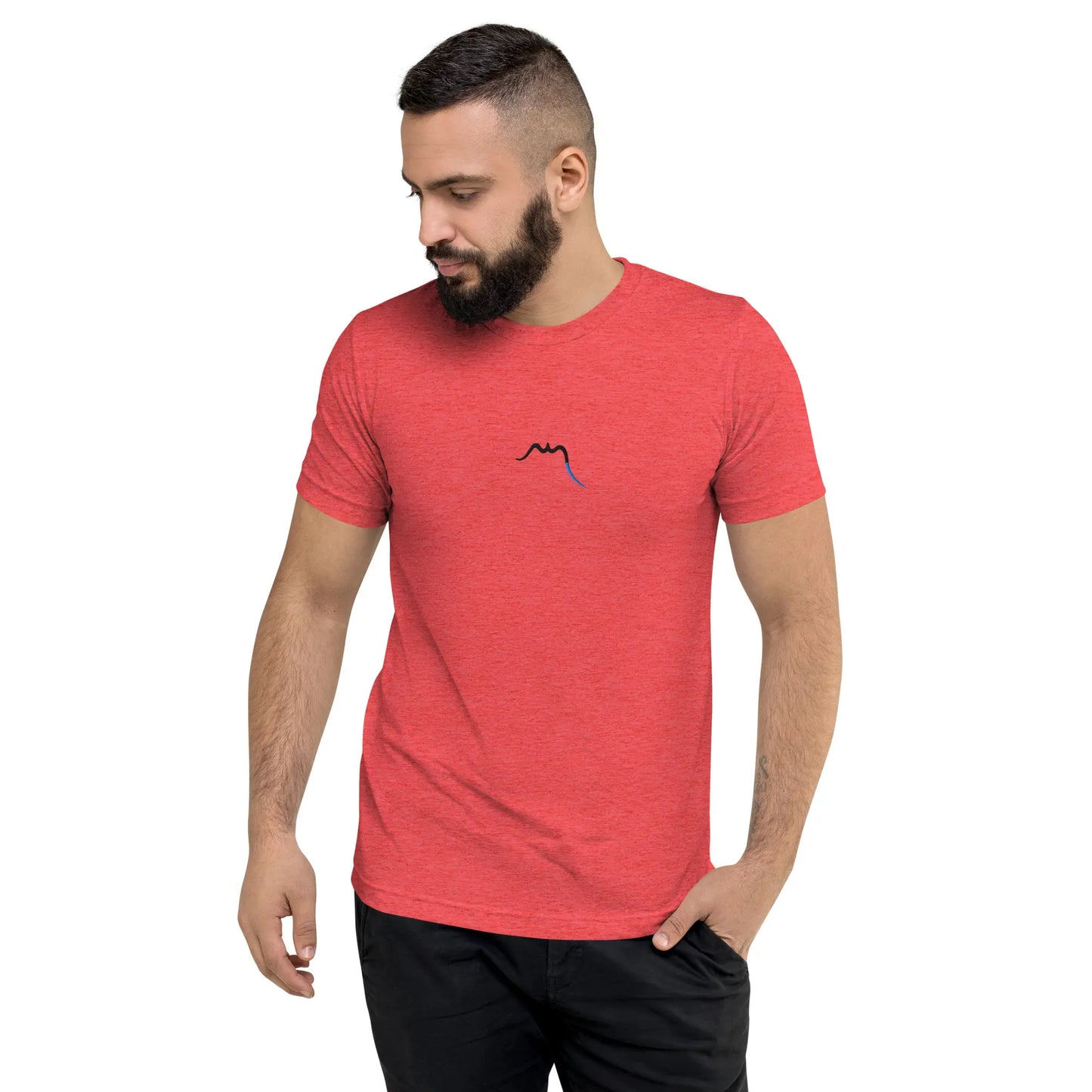 t-shirt le fin porté face coloris rouge chiné