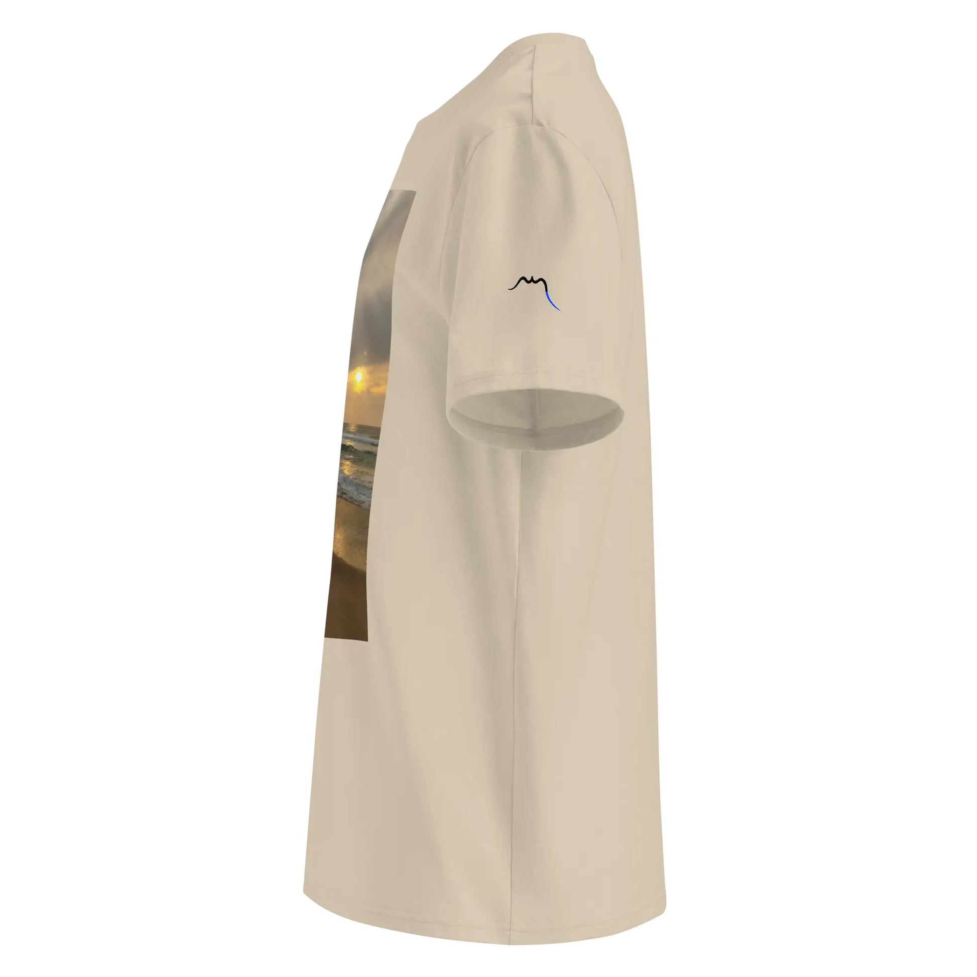 vue côté gauche du t-shirt premium en coton bio bidart centre coloris beige clair