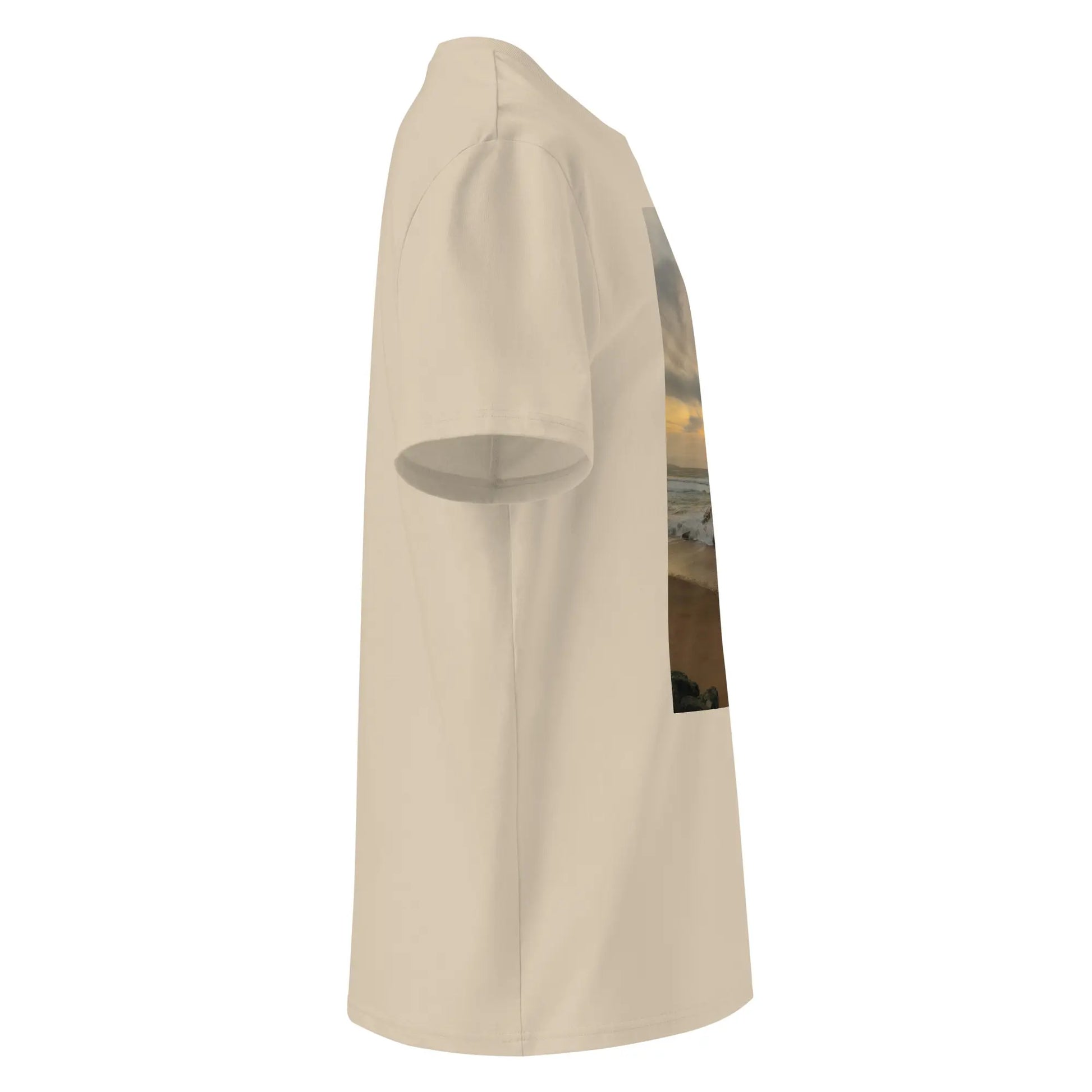 vue côté droit du t-shirt premium en coton bio bidart centre coloris beige clair