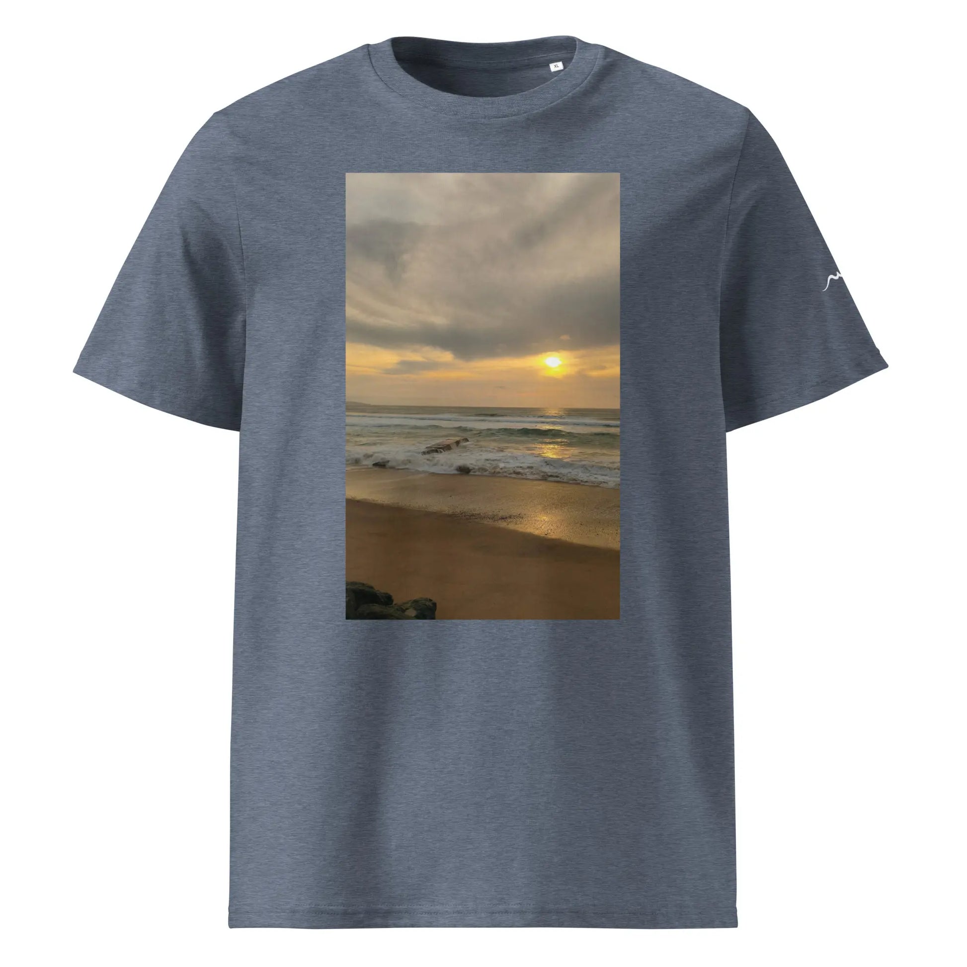 vue de face du t-shirt premium en coton bio bidart centre coloris gris bleu