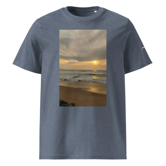 vue de face du t-shirt premium en coton bio bidart centre coloris gris bleu