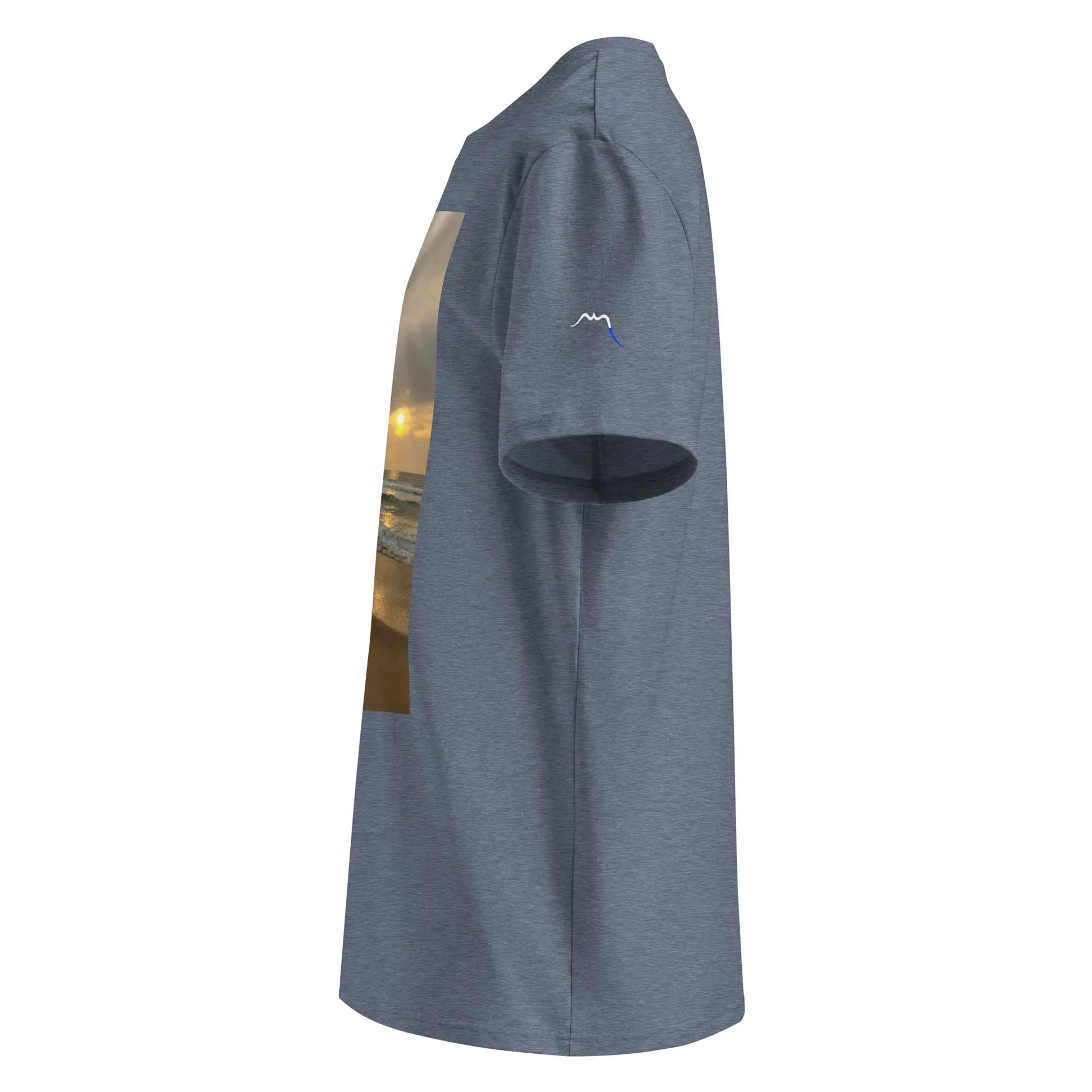 vue côté gauche du t-shirt premium en coton bio bidart centre coloris gris bleu